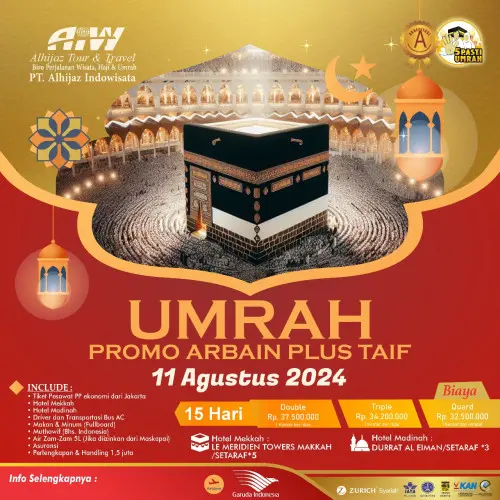 Promo Umroh & Haji Pandeglang – Arbain Plus Thaif 2024